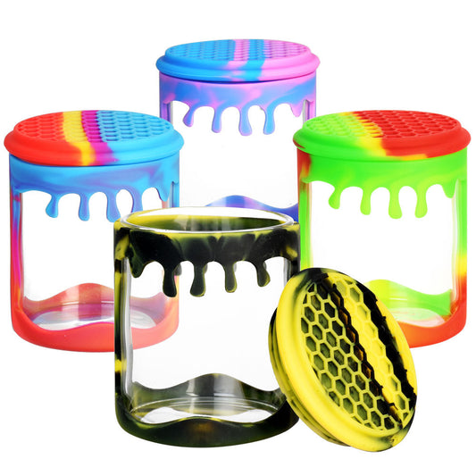 Silicone Wrapped Glass Storage Jar - 100mL / Colors Vary