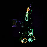 Alien 420 Glow In The Dark Glass Dab Rig - 6.5" / 14mm F