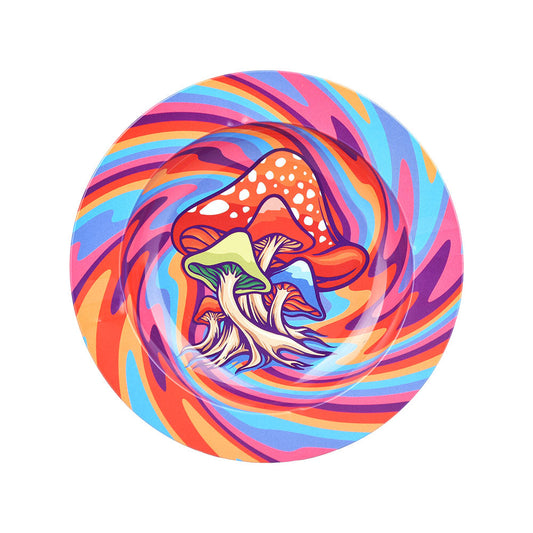 Mushroom Swirl Round Metal Ashtray - 5.25"