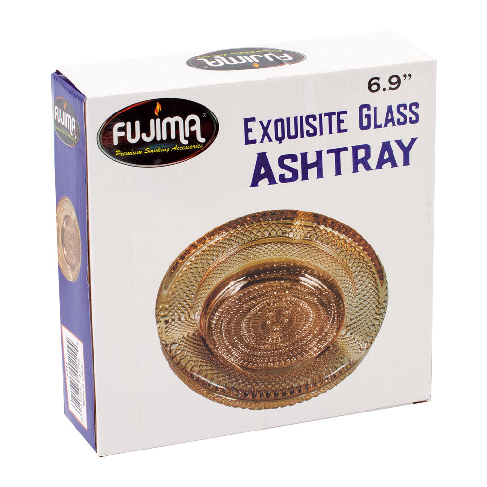 Fujima Exquisite Crystal Cut Glass Retro Round Ashtray- 6.9"