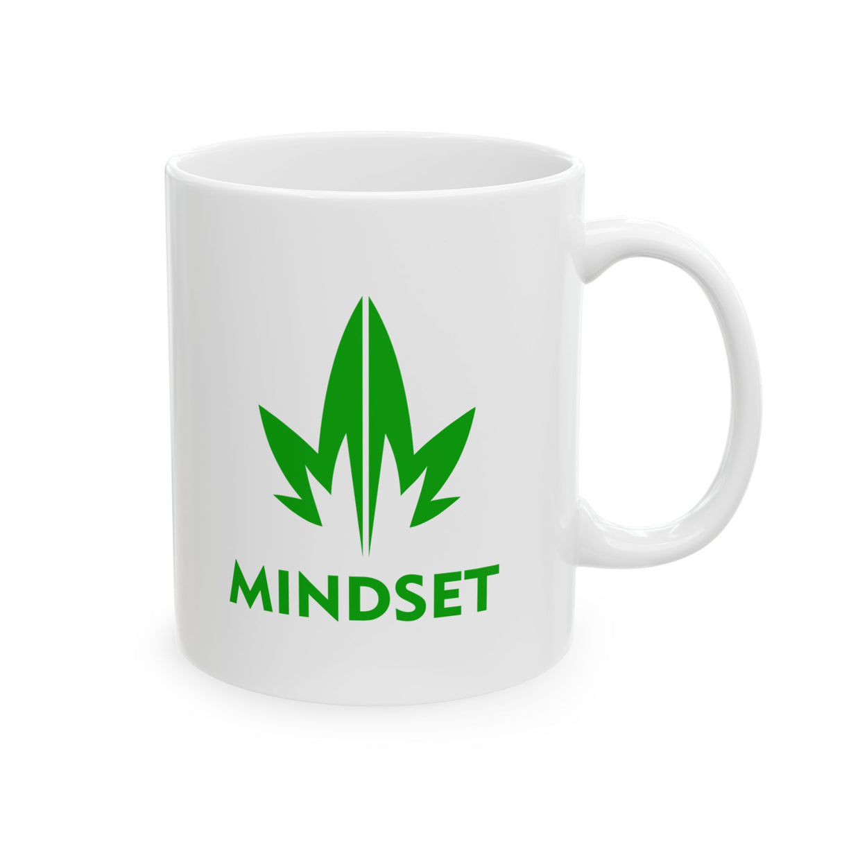 Mindset Ceramic Mug 11oz, Green Leaf Logo