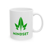 Mindset Ceramic Mug 11oz, Green Leaf Logo