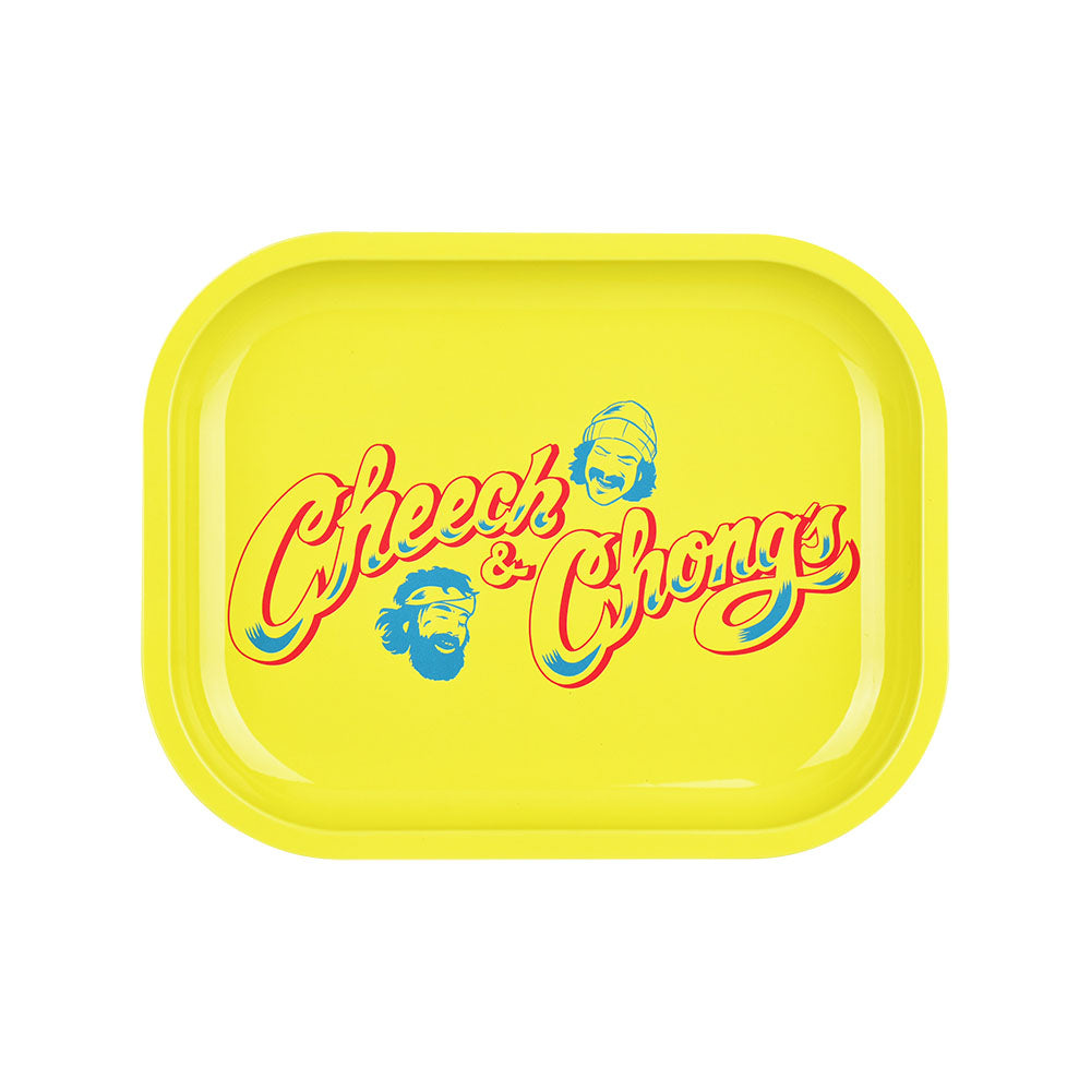 Cheech & Chong's x Pulsar Mini Metal Rolling Tray w/ Lid - Yellow Logo / 7"x5.5"