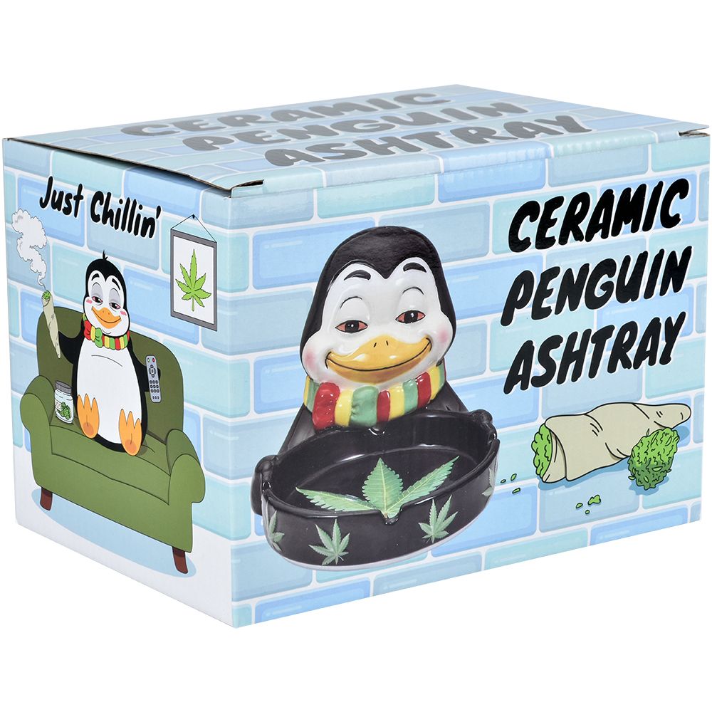 Stoned Penguin Ceramic Ashtray - 6.5" x 4.3"