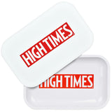 High Times Metal Rolling Tray w/ Lid - 11"x7" / High Times White