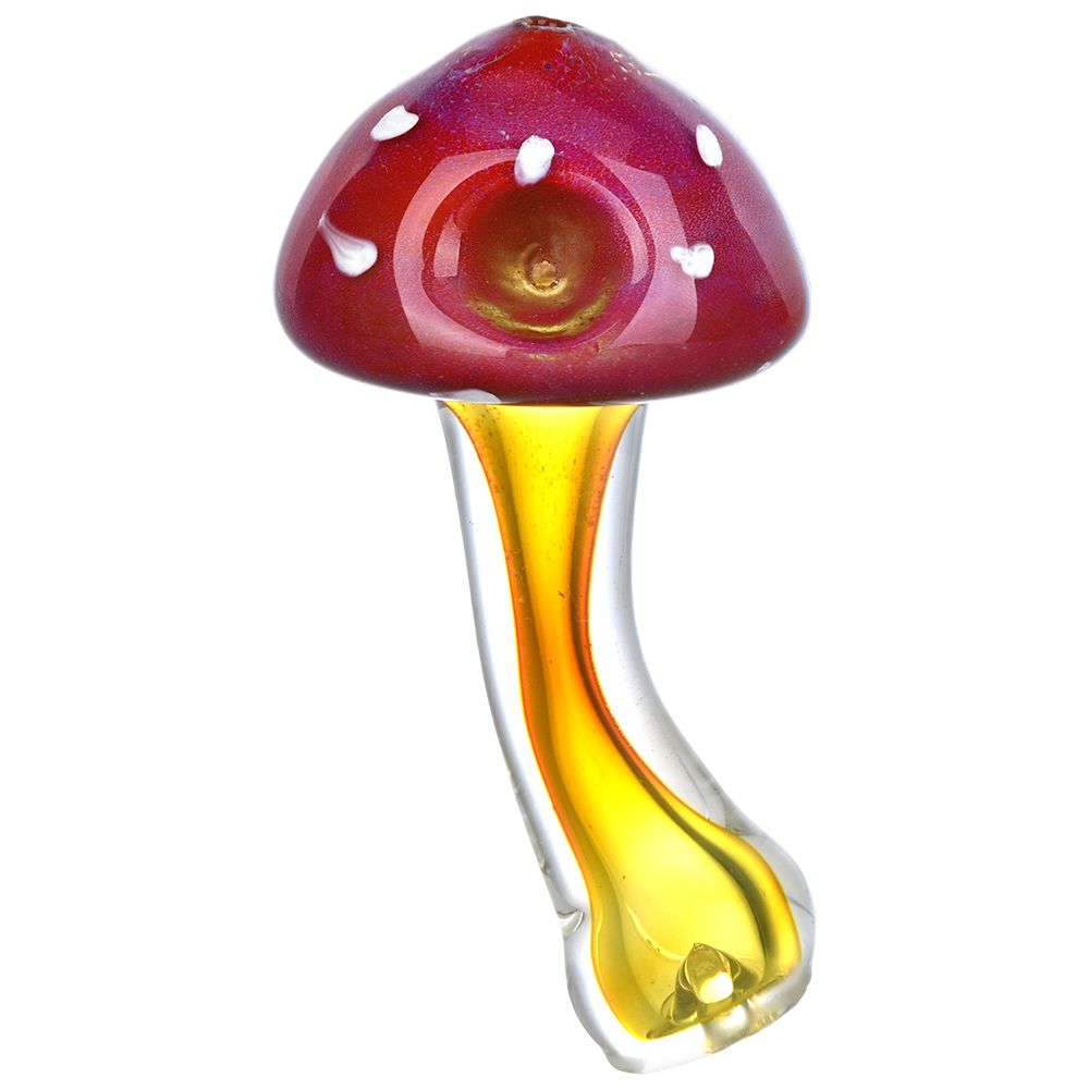 Amanita Mushroom Fumed Glass Hand Pipe - 4.75"