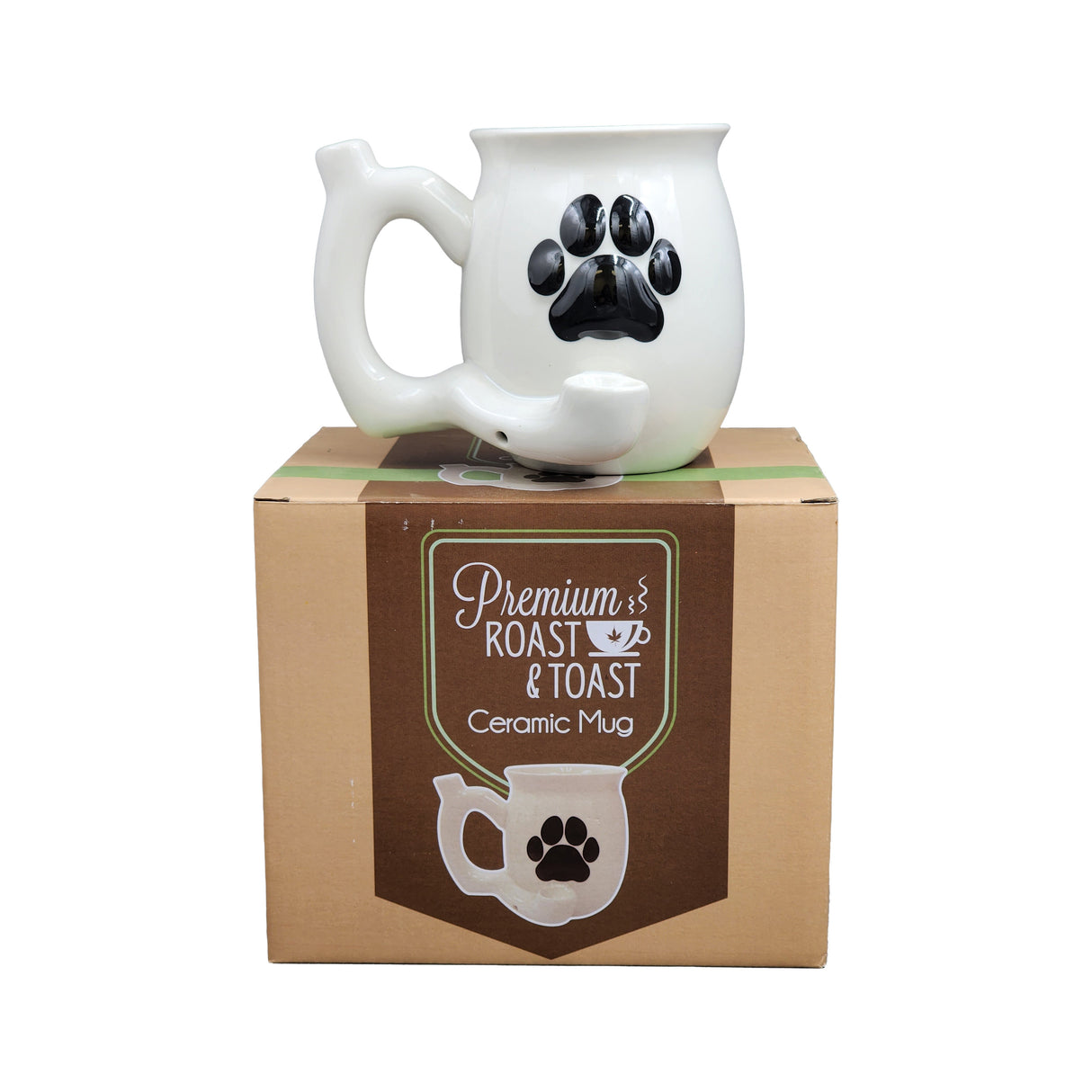 Dog Paw Mug - White with Black Paw