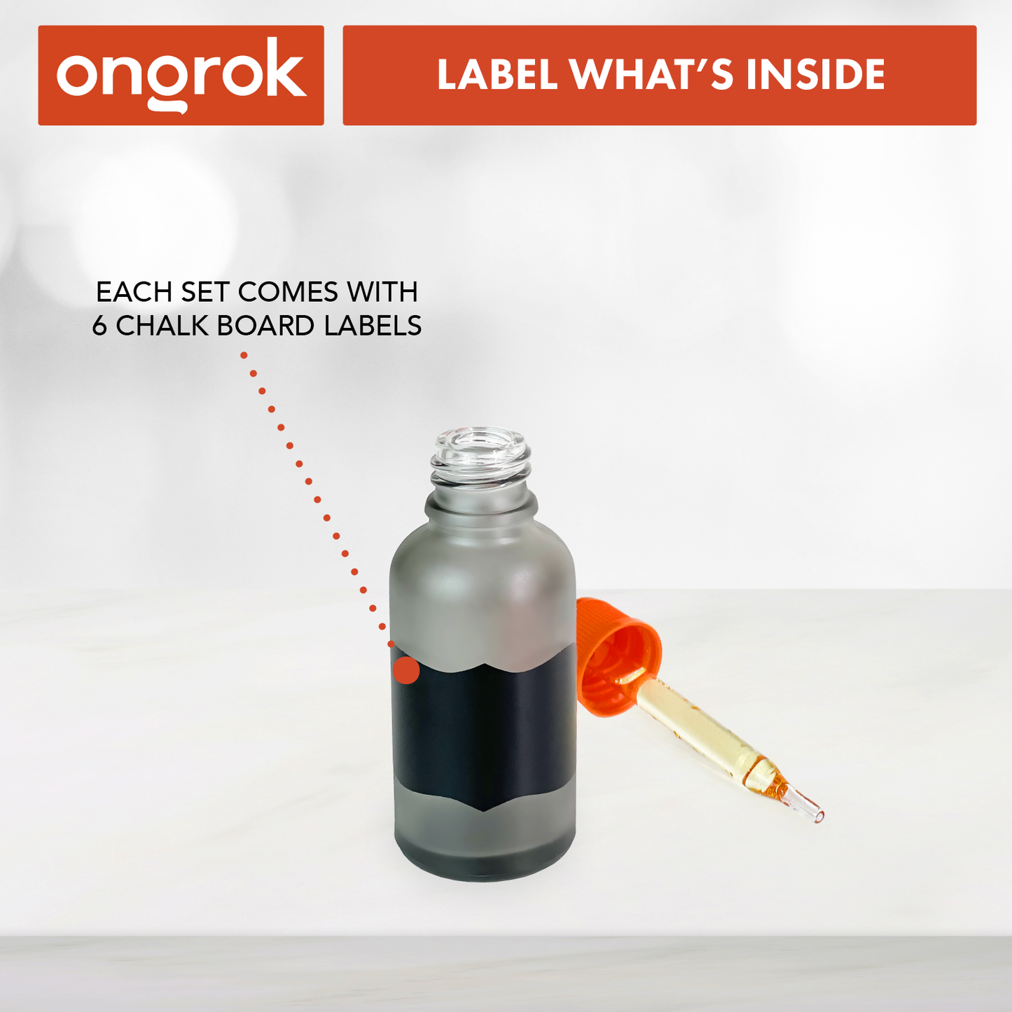 Ongrok Glass Dropper Jars, 6 pack