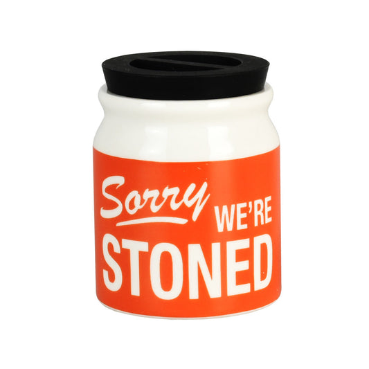 Sorry We're Stoned Ceramic Stash Jar w/ Silicone Lid