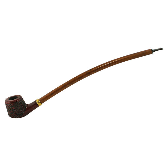 Pulsar Shire Pipes Curved Engraved Cherry Wood Tobacco Pipe - 15"