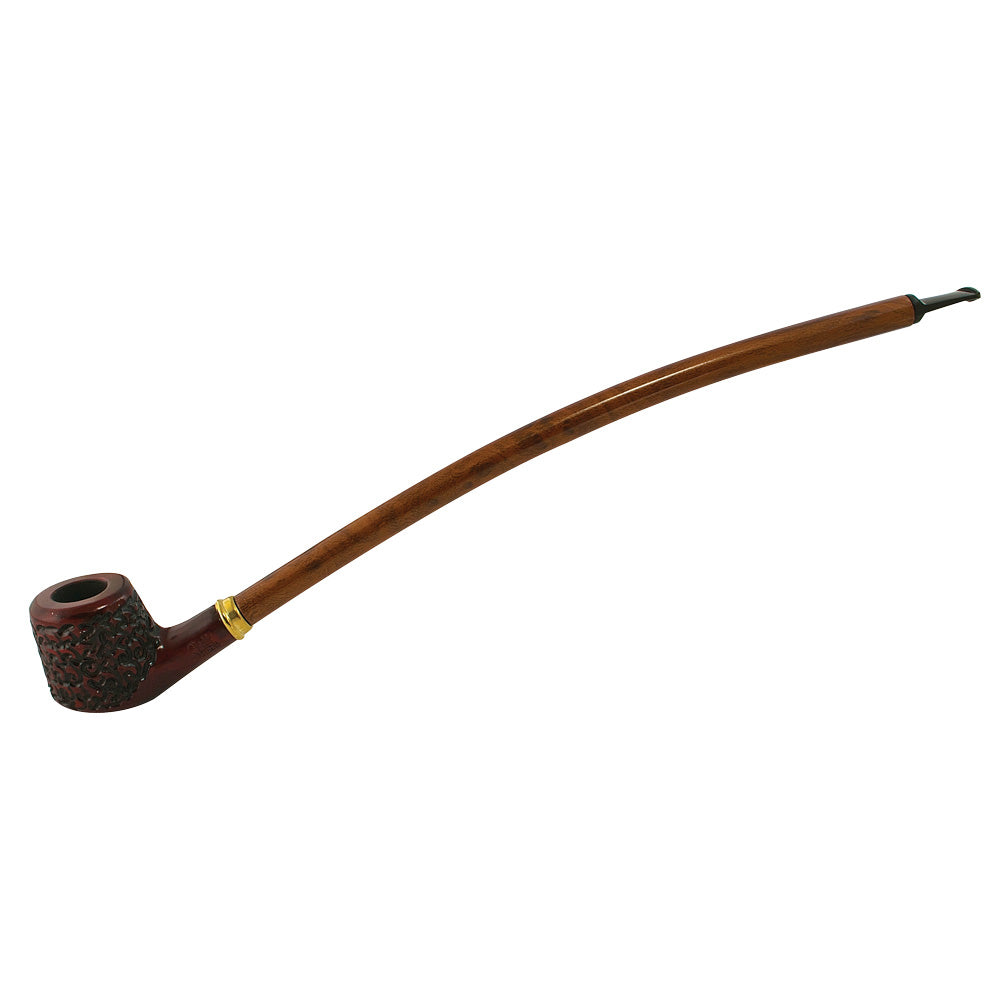 Pulsar Shire Pipes Curved Engraved Cherry Wood Tobacco Pipe - 15"