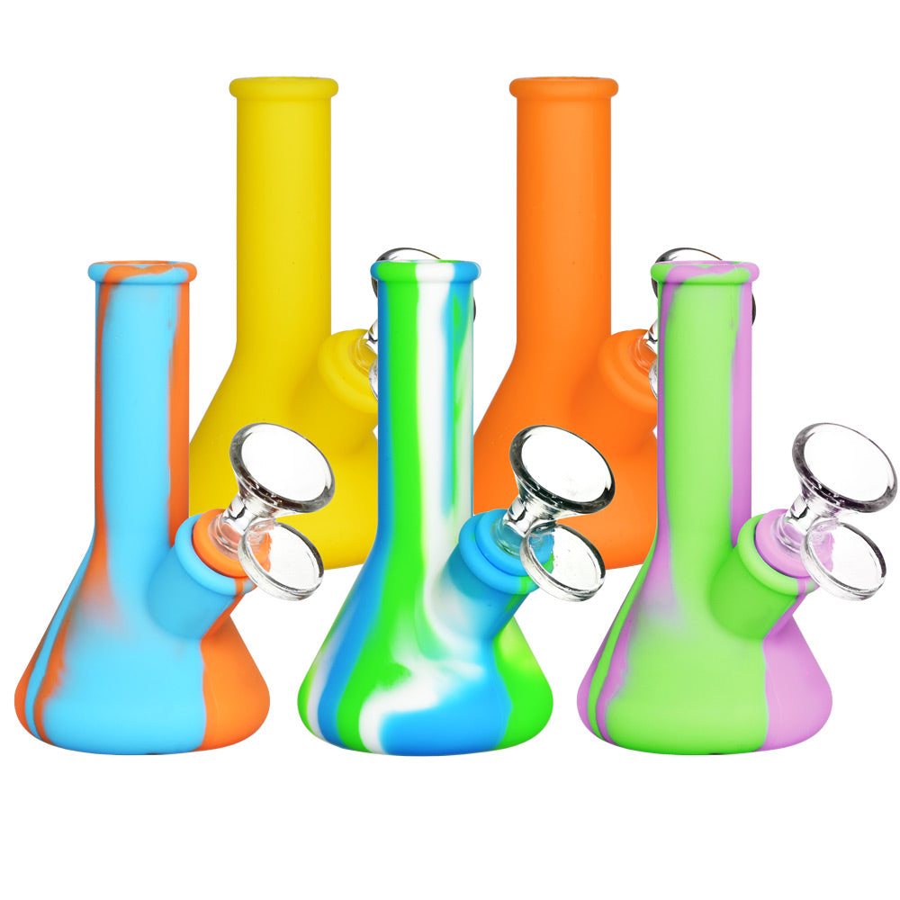 Silicone Beaker Travel Water Pipe- 5" / 14mm F / Color Varies