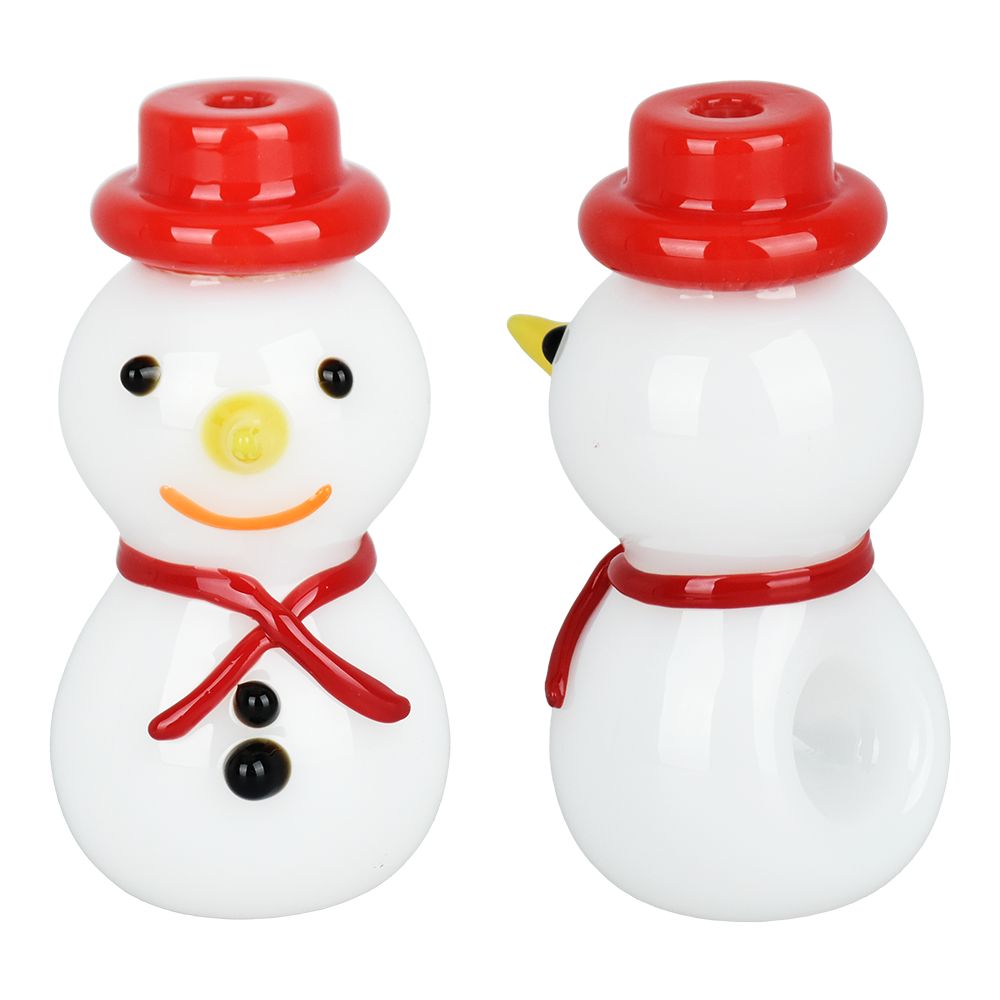 Snowman Glass Hand Pipe - 3.5"