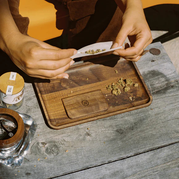 Marley Natural Black Walnut Rolling Tray