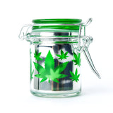 AIRTIGHT GLASS GREEN LEAF STORAGE CONTAINER