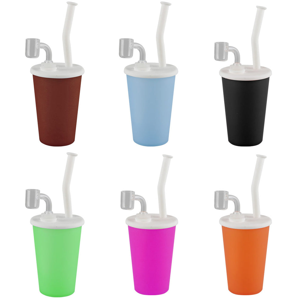 Soda Cup Silicone Oil Rig - 9" / 14mm F / Colors Vary