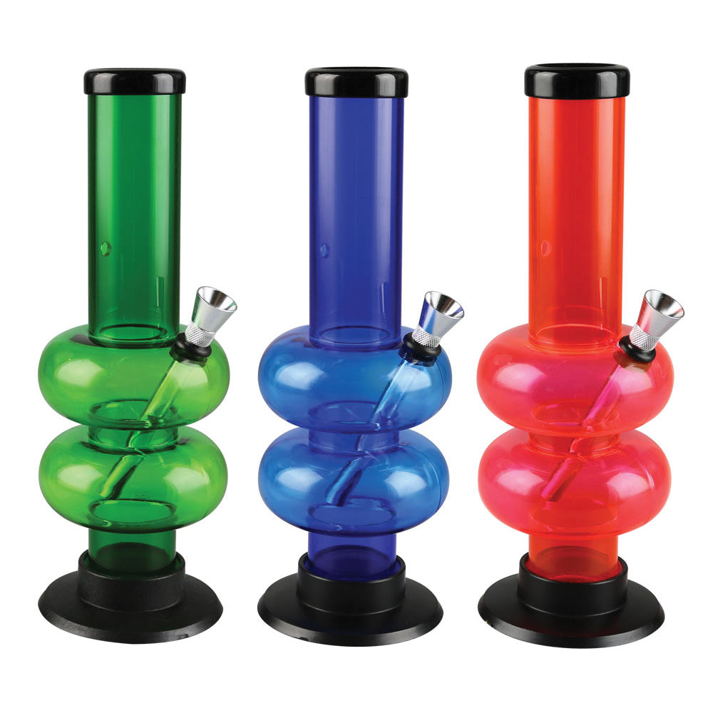 Acrylic Double Bubble Water Pipe - 9" / Colors Vary