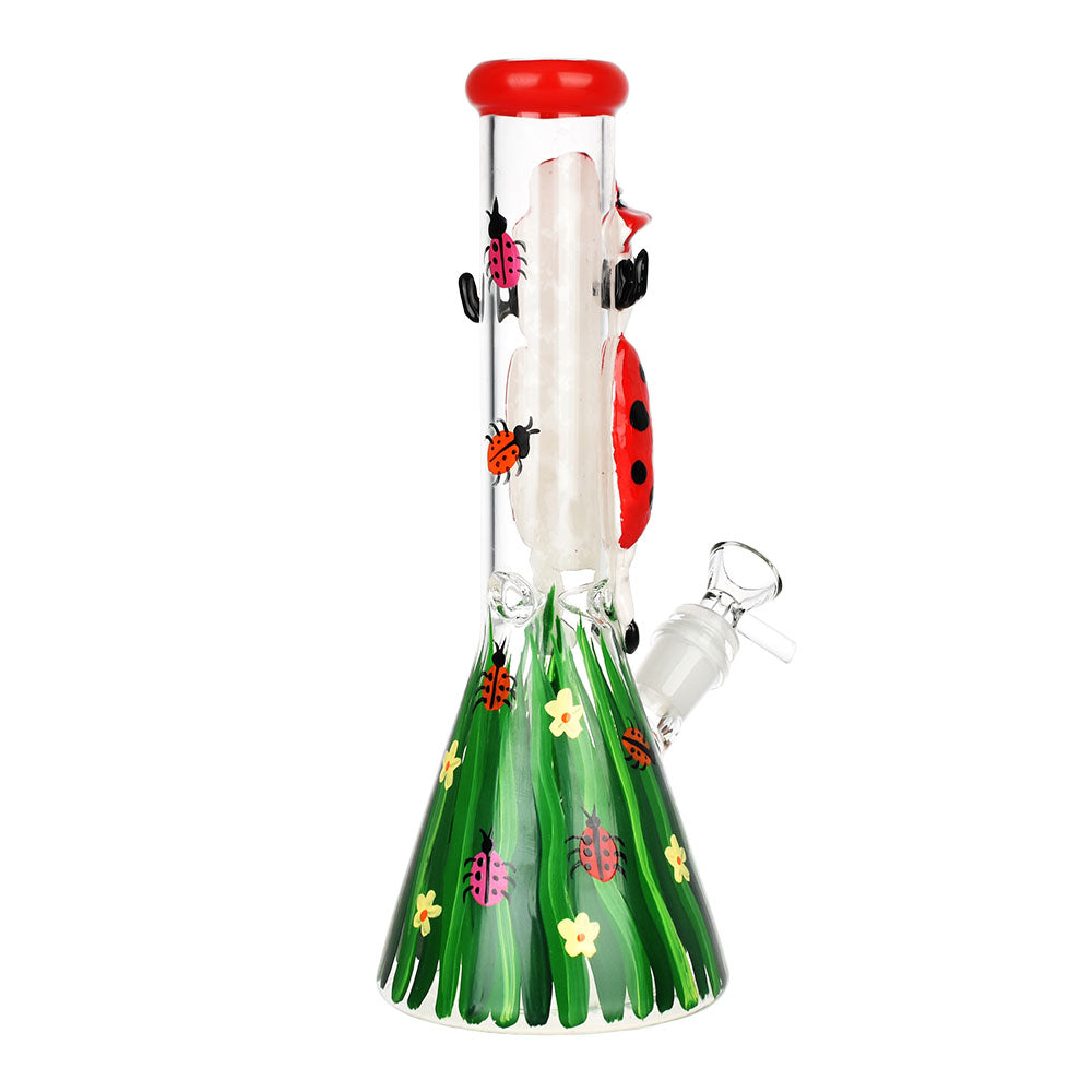 Lady Bug 3D Painted Beaker Water Pipe - 10"/14mm F