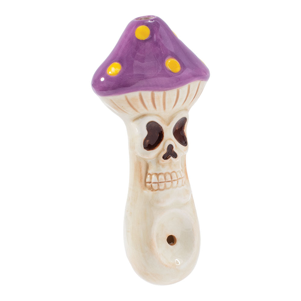 Wacky Bowlz Skull Mushroom Ceramic Pipe - 4"