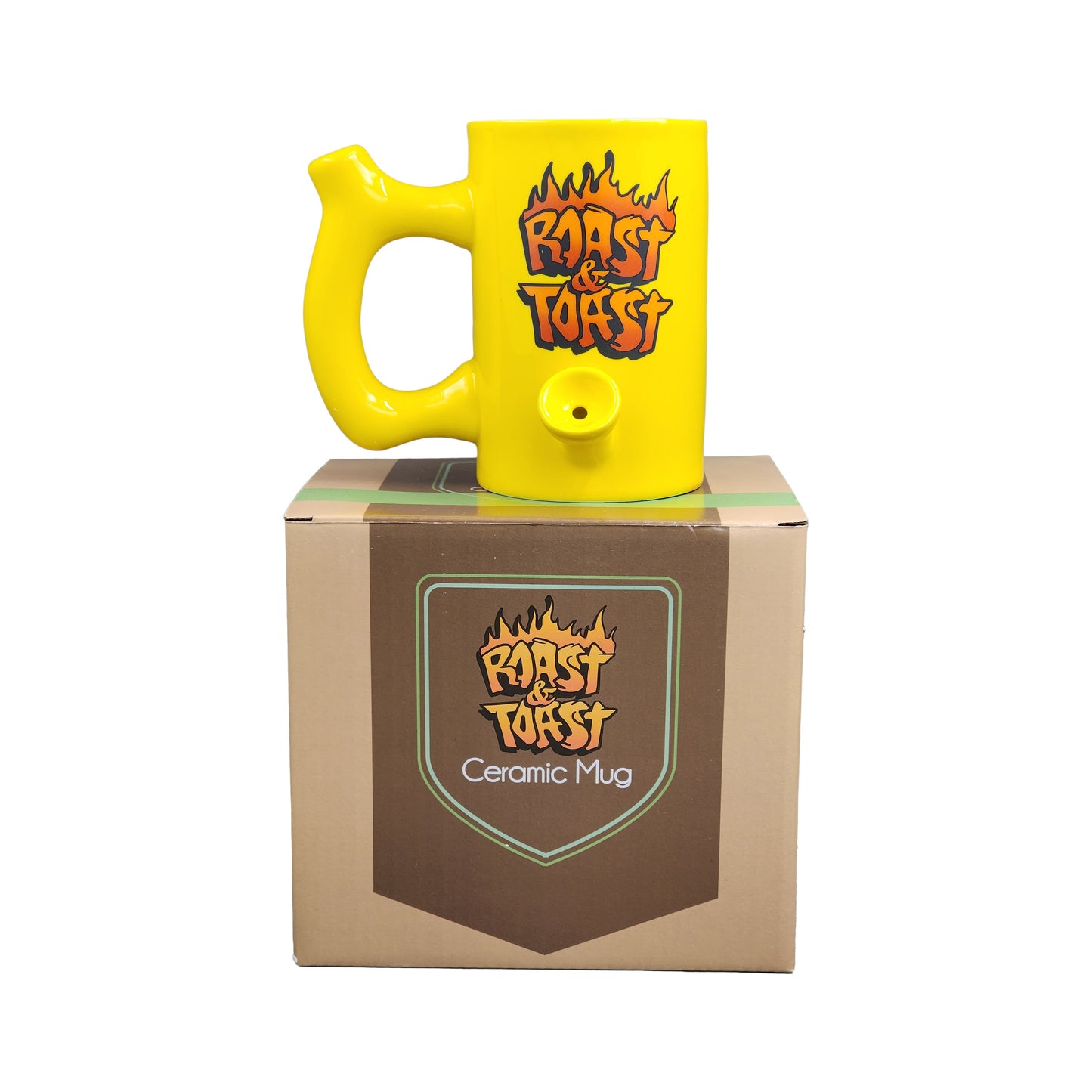 Yellow Roast & toast mug with flames