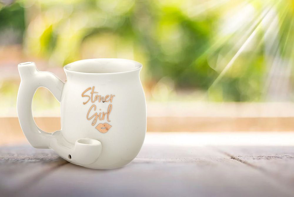 Stoner girl white with gold imprint mug - roast & toast mug