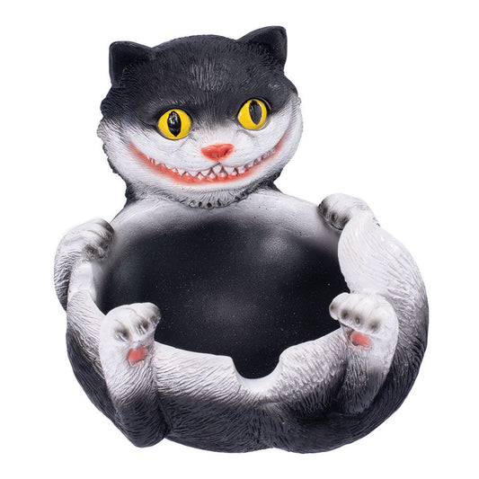 Fujima Trippy Tuxedo Cat Polystone Ashtray - 5"x3.5"