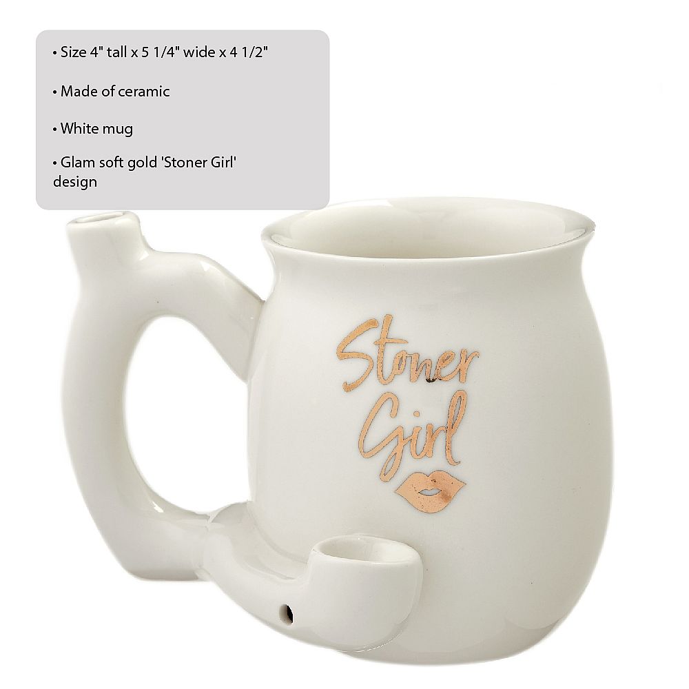 Stoner girl white with gold imprint mug - roast & toast mug