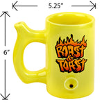 Yellow Roast & toast mug with flames