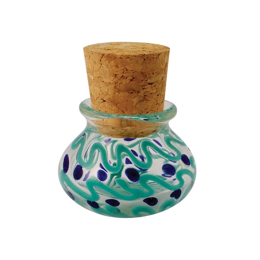 2.5" Multicolored Glass Jar w/ Squiggles & Dots - Includes C