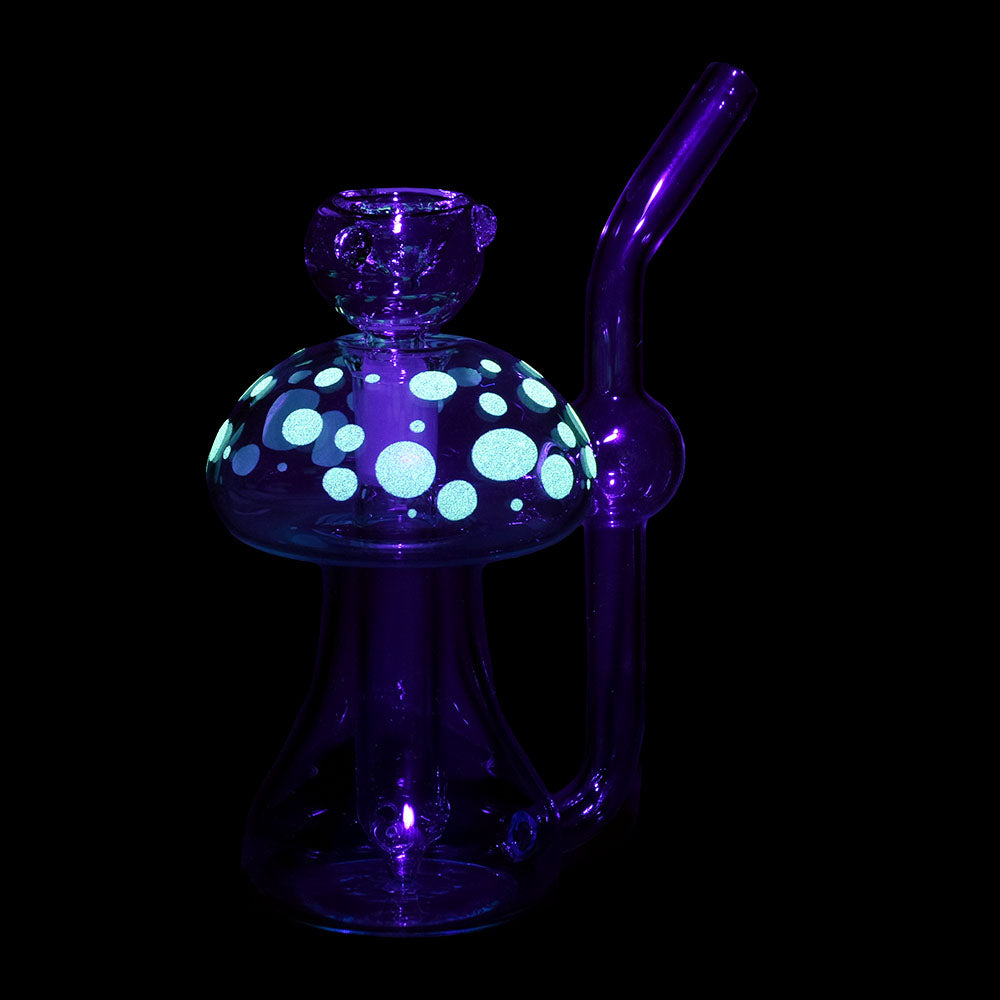 Phosphorescent Fungi Glow in the Dark Glass Bubbler - 4.75" / 14mm F / Colors Vary