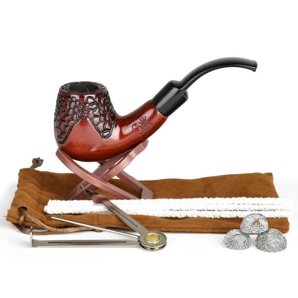 Pulsar Shire Pipes Engraved Bent Brandy Cherry Wood - 5.5"