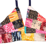 Patchwork Tie Halter Crop Top - One Size