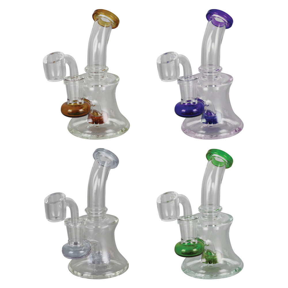 Mini Hour Glass Oil Rig - 5.25" / 14mm F / Colors Vary