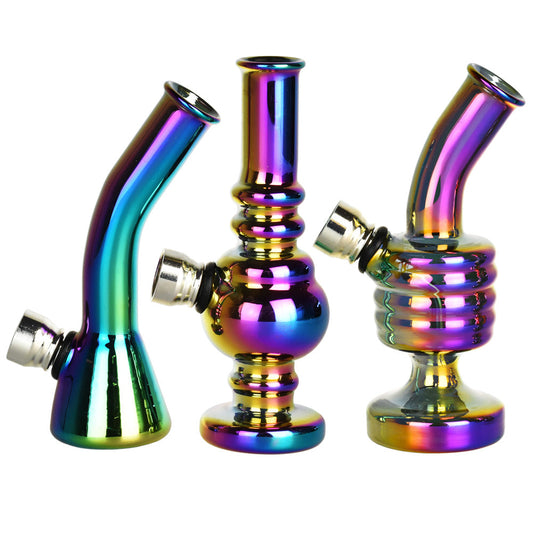 Rainbow Glass Fixed Bowl Mini Water Pipe - 4.75"/Styles Vary