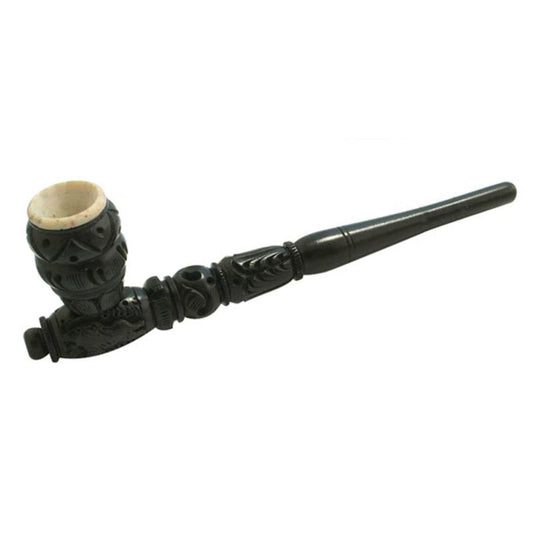 Wooden Pipe w/ Wood & Stone Bowl | 8 Inch