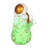 Dreamy Astronaut Glow In The Dark Painted Glass Water Pipe - 6.75" / 14mm F / Colors Vary