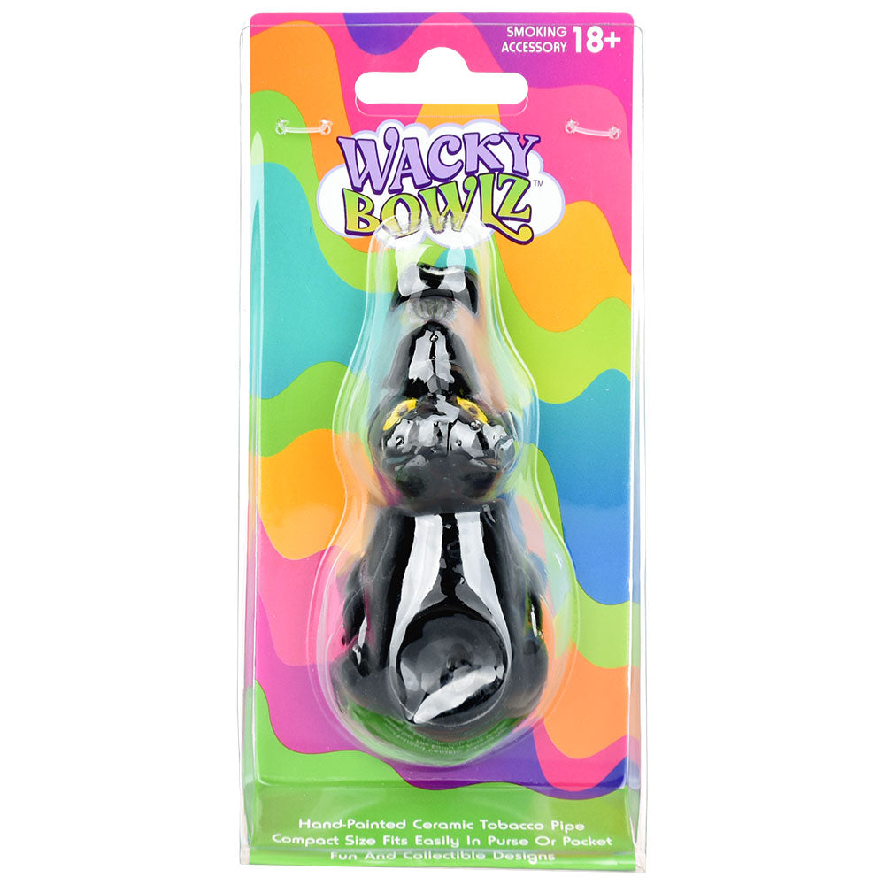 Wacky Bowlz Black Cat Ceramic Pipe - 4"