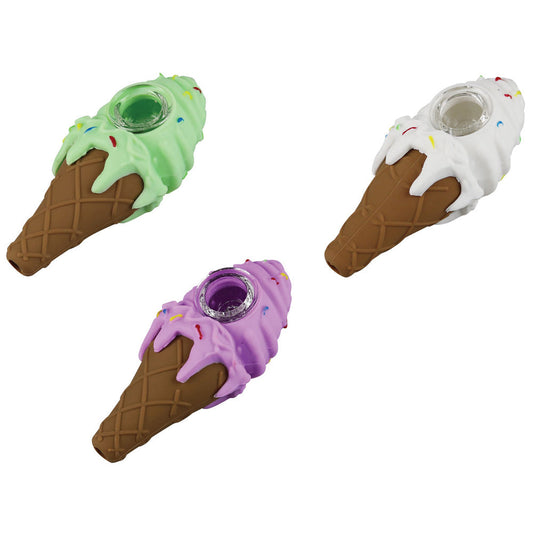 Ice Cream Silicone Handpipe - 4.5" / Colors Vary
