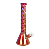 Red Spiral Neck Glass Beaker Water Pipe | 14mm F