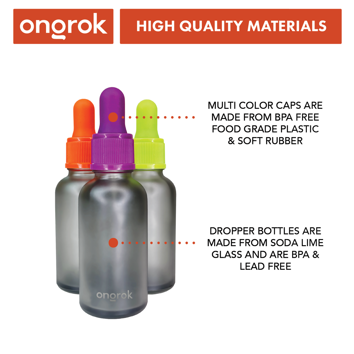 Ongrok Glass Dropper Jars, 6 pack