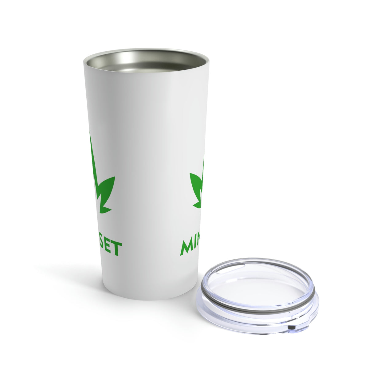 Mindset Tumbler 20oz, Green Leaf Logo