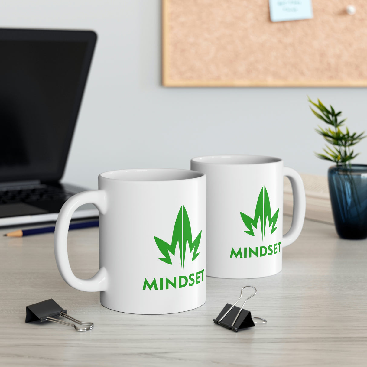 MM Ceramic Mug 11oz, Green Leaf Logo