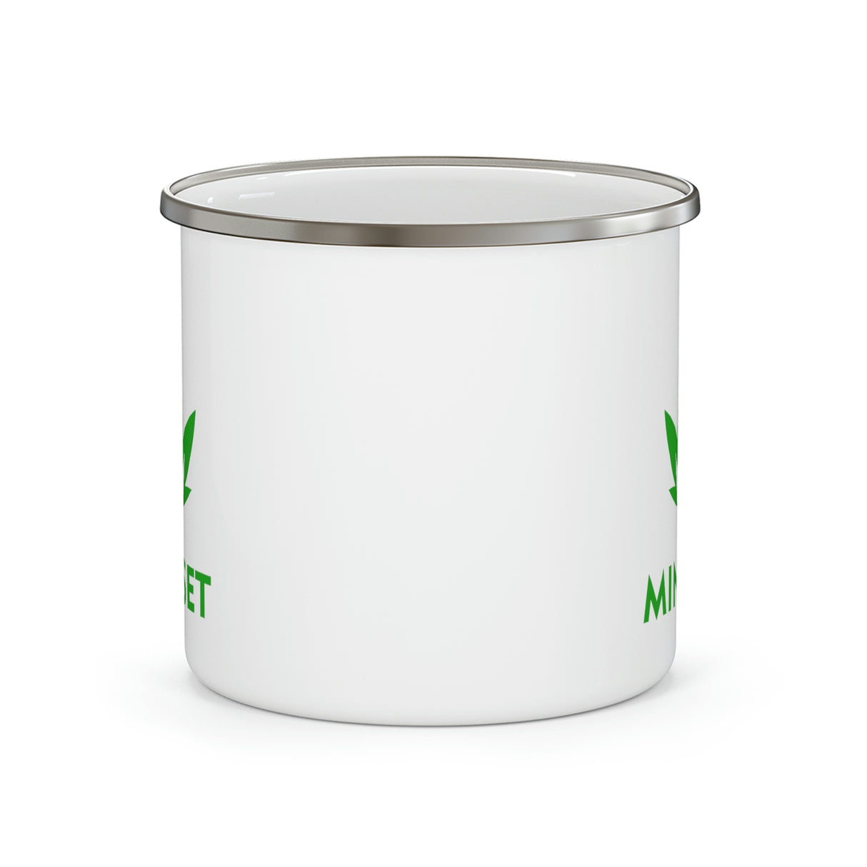 MM Enamel Camping Mug, Green Leaf Logo